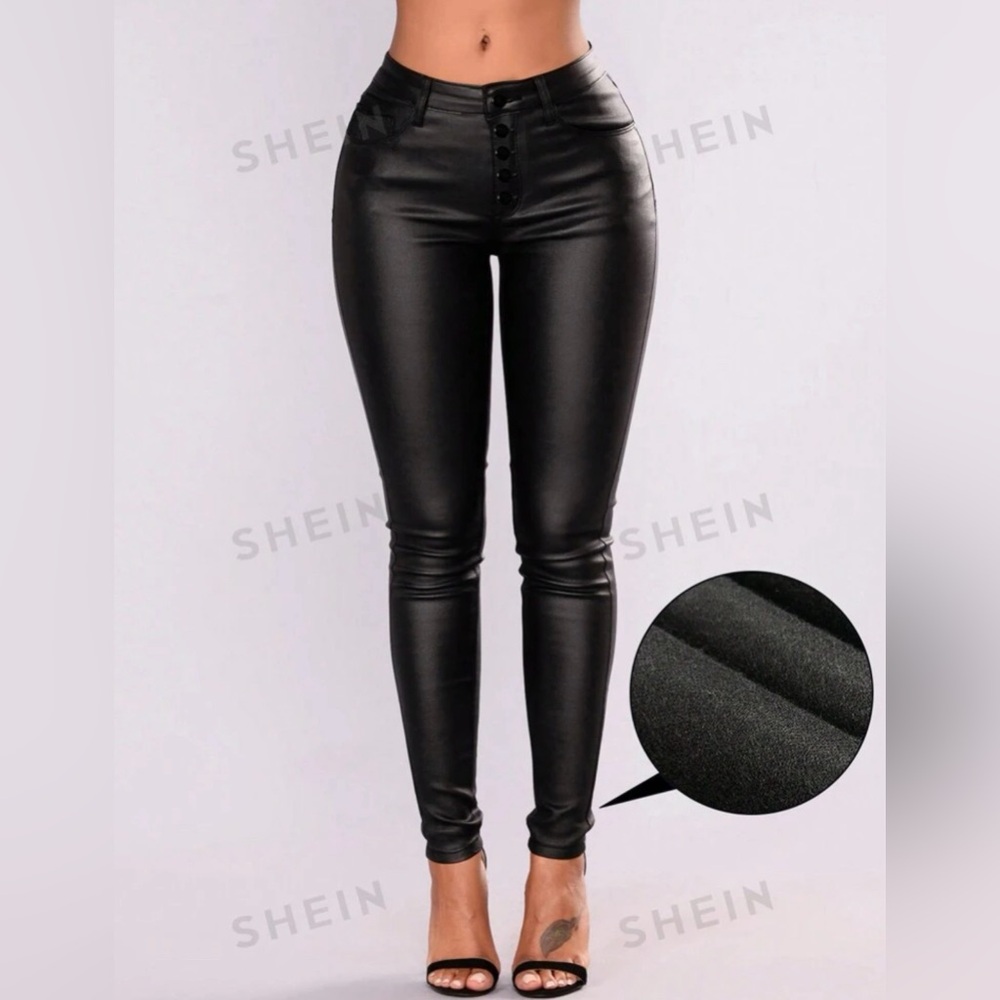 SHEIN Apperloth A Thermal Lined Faux Leather Pants